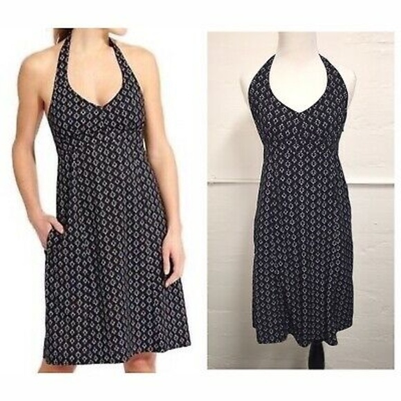 Athleta Printed‎ Pack Everywhere Halter Dress Womens Size 0 Pocket Black … - Picture 3 of 10